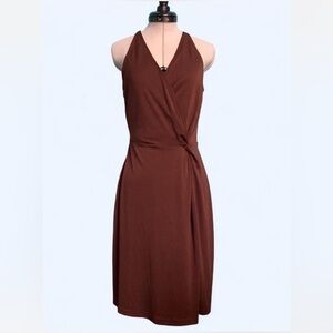 XS Brown V-Neck Sleeveless Dress